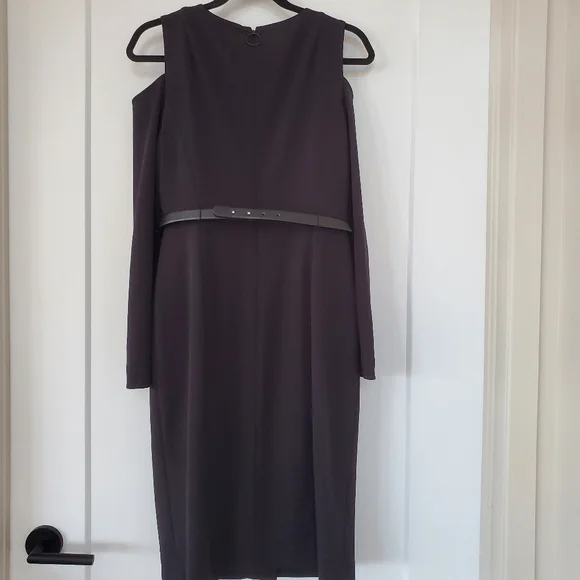 DKNY Black Long Sleeve Dress with Belt - Picture 1 of 4